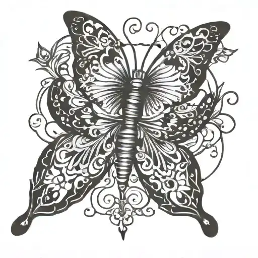 Complicated and 2003 and black and white butterfly tattoo design idea