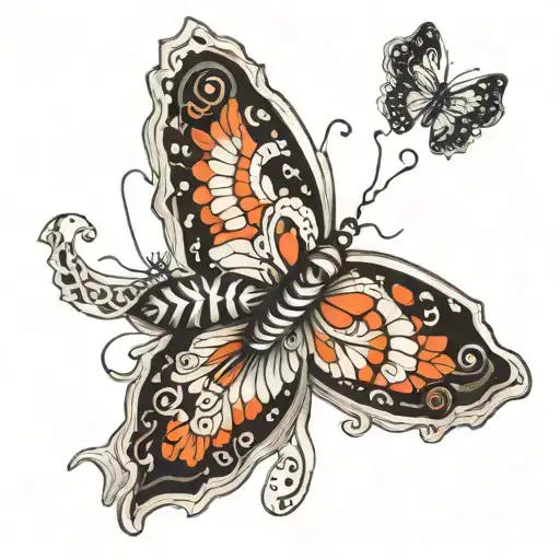 Complicated and 2003 and black and white butterfly tattoo design idea