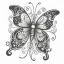 Complicated and 2003 and black and white butterfly tattoo design idea