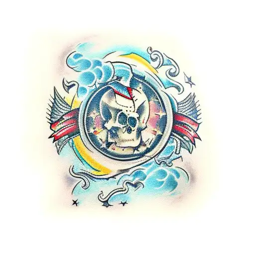 stern mond herz tattoo design idea