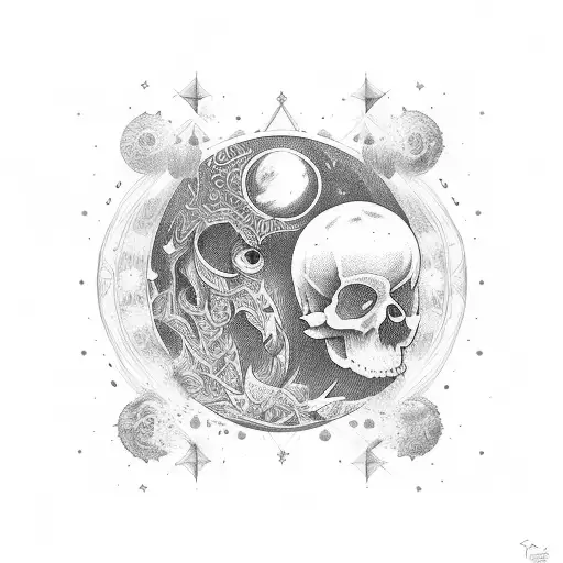 stern und mond aus herz tattoo design idea