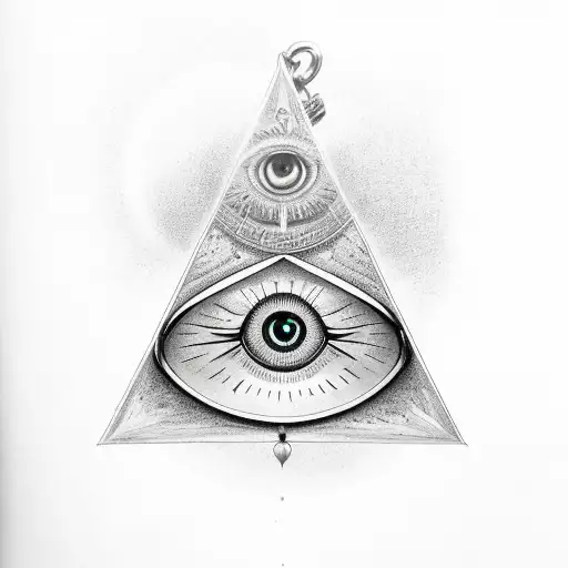 a pocket Watch with the all seing eye in the middle, surrounded by a pyramide and sunbeam tattoo design idea
