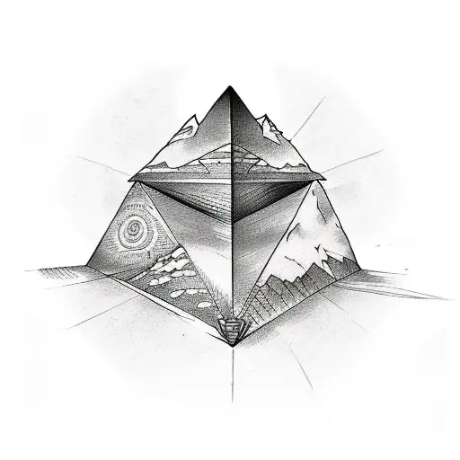 A sketch-style tattoo of a pyramid with an all-seeing eye at the top, inspired by the client's fascination with ancient mysteries and symbolism tattoo design idea