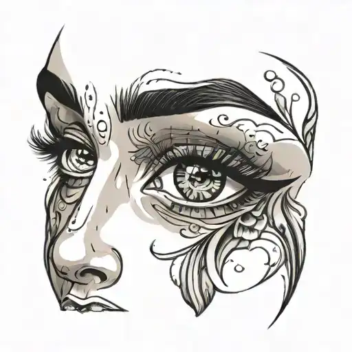 women crying eyes tattoo design idea