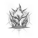 burning bush Hebrew flames tattoo design idea