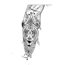 a lion with blue eyes tattoo design idea