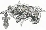 sword that says "oh heavenly father bear witness as i show you the strength of your creation" tattoo design idea
