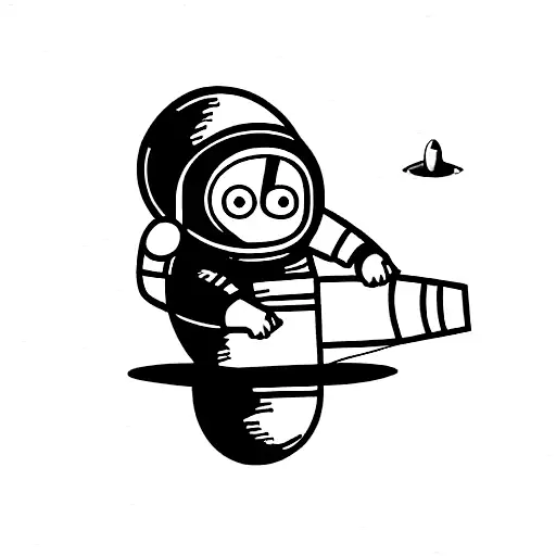 astronaut in space driving a sports cars holding a cigar tattoo design idea