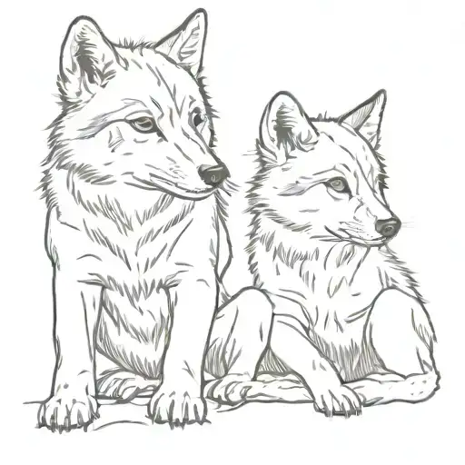 3 wolf cubs playing tattoo design idea