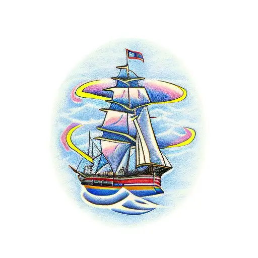 clipper ship wizard tattoo design idea