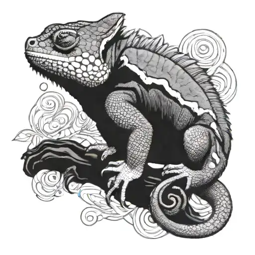 panther chameleon blending tattoo design idea