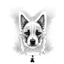 a dog dressed as a ghost tattoo design idea