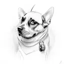 a dog dressed as a ghost tattoo design idea