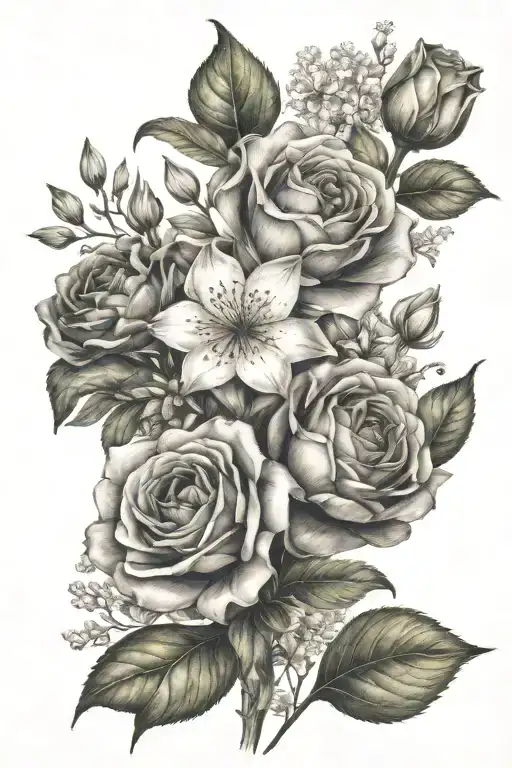 bouquet birth month flowers july and august birth flower tattoo design idea