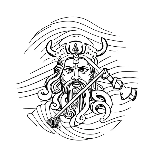 poseidon with trident tattoo design idea