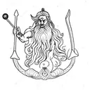 poseidon with trident tattoo design idea