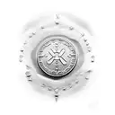 Greek coin with a barbell silhouette tattoo design idea