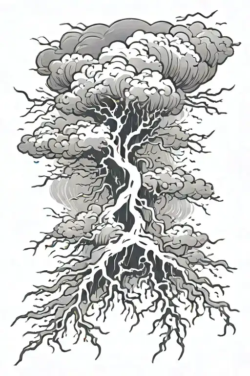 thunder storm tattoo design idea