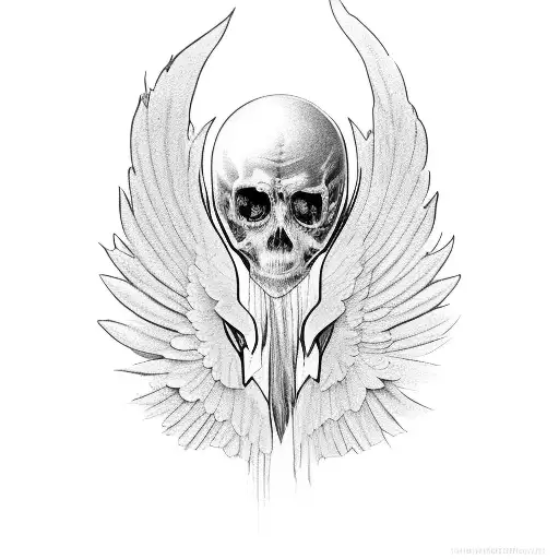 A portrait of a loved one with angel wings tattoo design idea