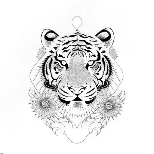 Japanese style full body of tiger with jap patterns  tattoo design idea