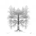 A binary code pattern forming a tree tattoo design idea