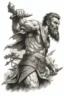 David facing Goliath themed tattoo tattoo design idea