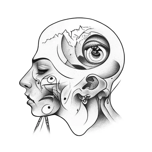 MAN WHO LOOKS IN THE MIRROR AND SEE PAIN AND FEAR tattoo design idea