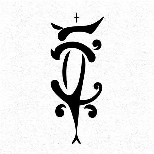 The separated design features the letters "L" and "P" in a classic gothic font. The letters are positioned close togethe tattoo design idea