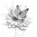 Butterfly flowers hummingbird  tattoo design idea