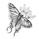 Butterfly flowers hummingbird  tattoo design idea