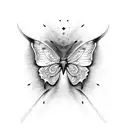 Butterfly flowers hummingbird  tattoo design idea