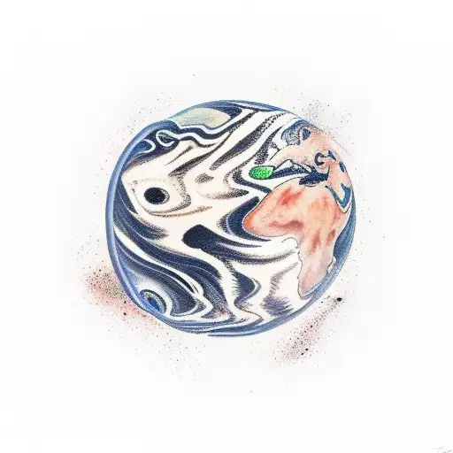 colored earth from view of space with planets in background tattoo design idea