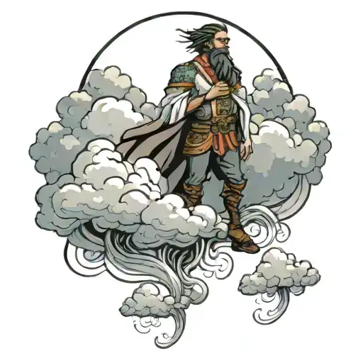 Elijah surrounded by clouds tattoo design idea