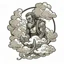 Elijah surrounded by clouds tattoo design idea