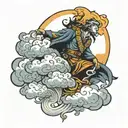 Elijah surrounded by clouds tattoo design idea