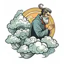Elijah surrounded by clouds tattoo design idea