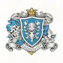 Monahan Family Crest shield with virtues tattoo design idea