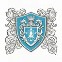 Monahan Family Crest shield with virtues tattoo design idea