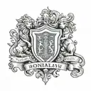Monahan Family Crest shield with virtues tattoo design idea