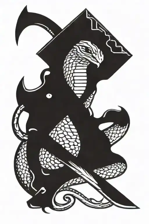 snake viking axe light tattoo design idea