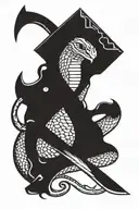 snake viking axe light tattoo design idea