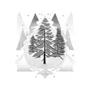 a tree that is half pine and half willow with geometric frame and shining stars tattoo design idea