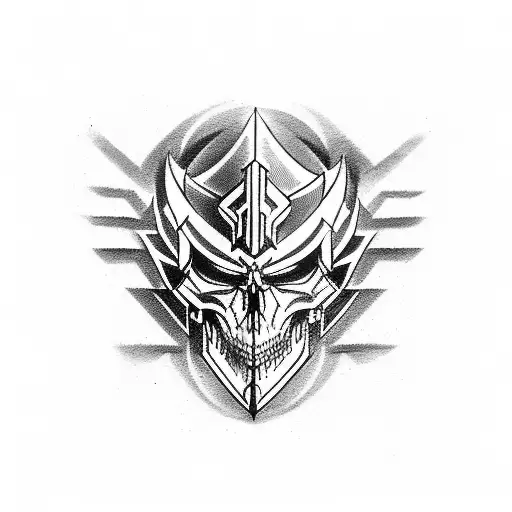 decepticon logo half skull tattoo design idea