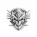 decepticon logo half skull tattoo design idea