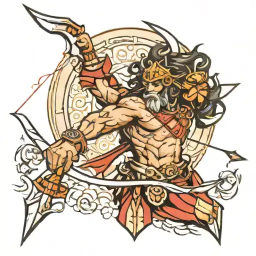 karna with bow and arrow tattoo design idea