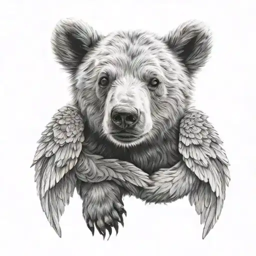 bear cub with angel wings  tattoo design idea