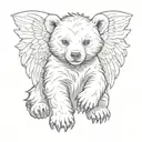 bear cub with angel wings tattoo design idea
