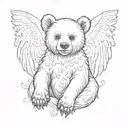 bear cub with angel wings tattoo design idea