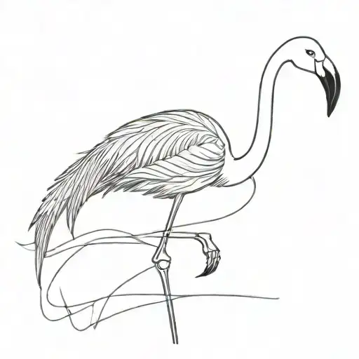 flamingo skeleton looking tattoo design idea