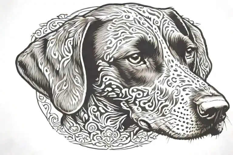 German shorthair pointer dog tattoo design idea